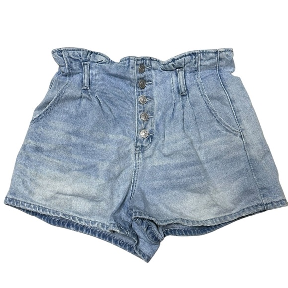 American Eagle Outfitters Pants - AEO Mom Short Button Fly Paperbag Waist Denim Shorts Blue Light Wash 8‎